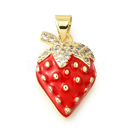 Brass Micro Pave Clear Cubic Zirconia with Enamel Pendants KK-G529-04G-1