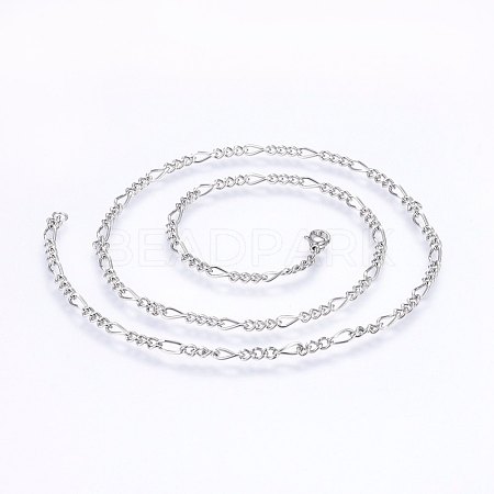 Non-Tarnish 304 Stainless Steel Figaro Chain Necklaces NJEW-F227-03-02-1