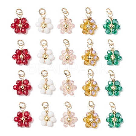 20Pcs 5 Colors Glass Charms PALLOY-JF02918-1