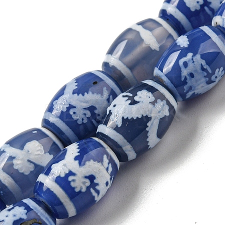 Blue Tibetan Style dZi Beads Strands TDZI-NH0001-C01-01-1