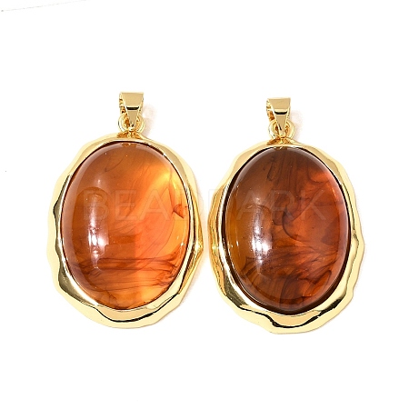 Brass Resin Pendants KK-A296-53E-G-1