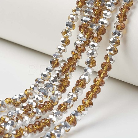 Electroplate Transparent Glass Beads Strands EGLA-A034-T8mm-M07-1