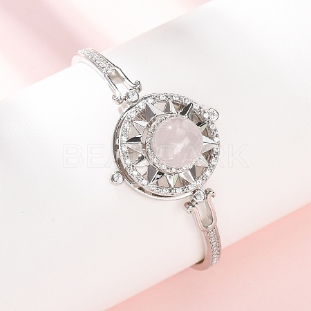 Rotating Sun Natural Rose Quartz Link Bracelets GG-CBA0251-11P-01-1