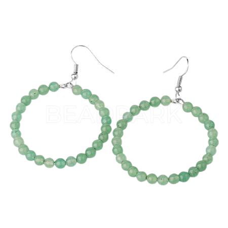 Fashionable Natural Aventurine Hoop Earrings for Women KJ9273-10-1