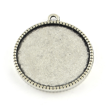 Tibetan Style Alloy Pendant Cabochon Settings TIBEP-Q045-069A-AS-RS-1