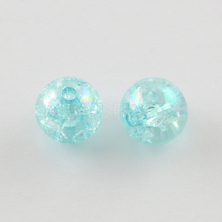 Bubblegum AB Color Transparent Crackle Acrylic Round Beads CACR-R011-20mm-05-1