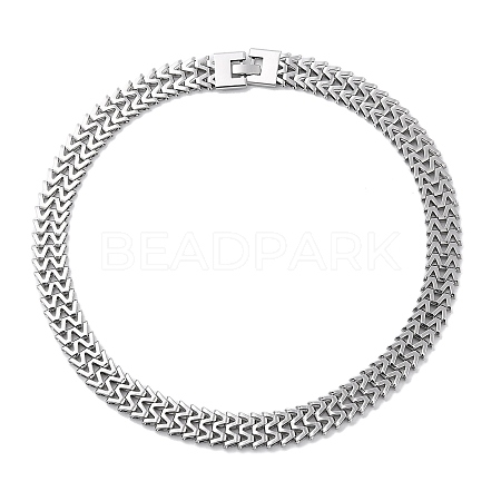 Non-Tarnish 304 Stainless Steel Mesh Chain Necklaces NJEW-Q340-01P-1