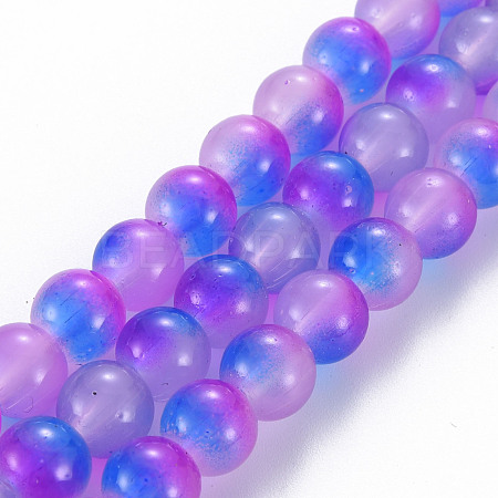 Spray Painted Glass Beads Strands GGLA-S058-001D-02-1