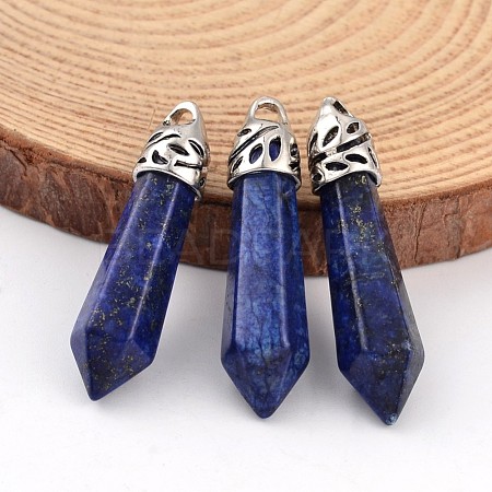 Dyed Bullet Natural Lapis Lazuli Pointed Pendants X-G-E332-C04-1