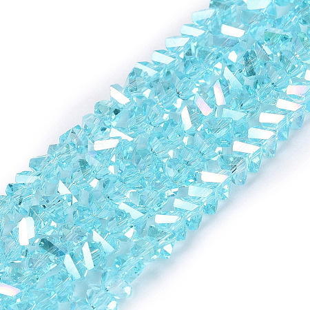 Electroplate Transparent Glass Beads Strands EGLA-Q139-01A-A26-1