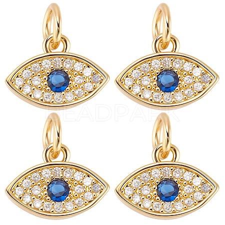 8Pcs Brass Micro Pave Cubic Zirconia Charms ZIRC-BBC0023-63-1