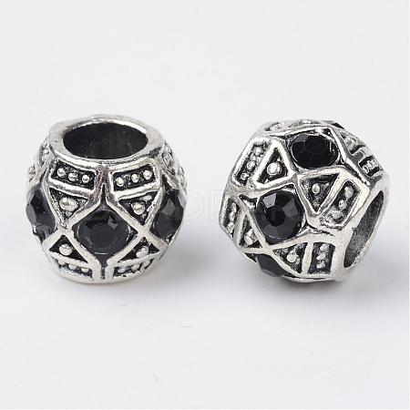 Alloy Rhinestone Rondelle Large Hole European Beads MPDL-R036-80A-1