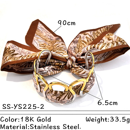 304 Stainless Steel & Scarf Cuff Bangles WG64623-06-1