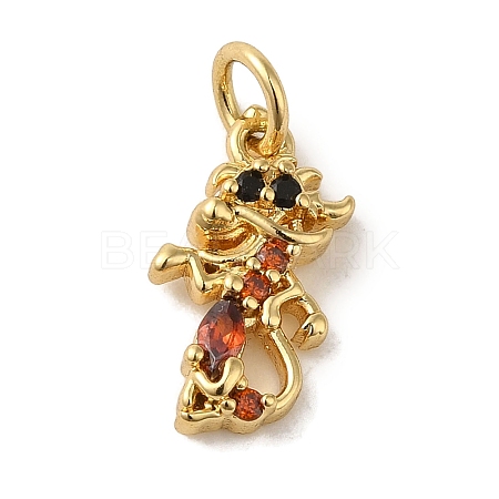 Brass Micro Pave Red Cubic Zirconia Pendants KK-R162-020A-G-1