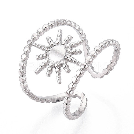 304 Stainless Steel Cuff Rings Components STAS-N113-01P-1