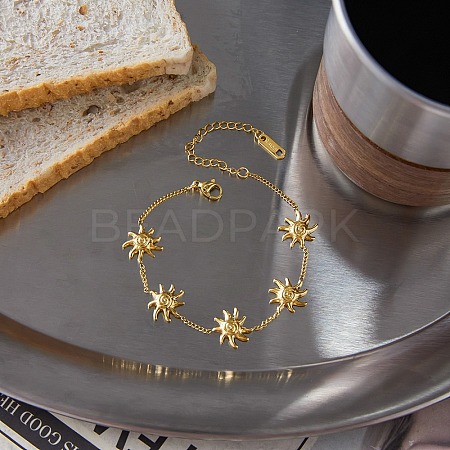 304 Stainless Steel Link Bracelets for Women BJEW-B151-02G-1