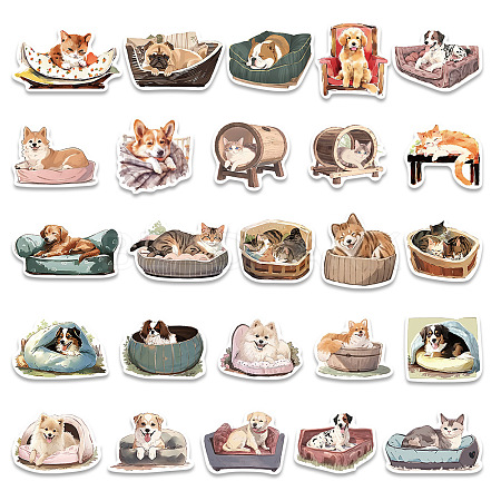 50Pcs Waterproof PVC Dog Cat Stickers Set PW-WG21349-01-1