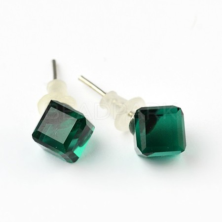 Shiny Glass Rhinestone Stud Earrings EJEW-F0039-07-1