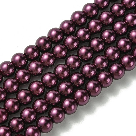 Eco-Friendly Dyed Glass Pearl Beads Strands HY-A008-6mm-RB097-1