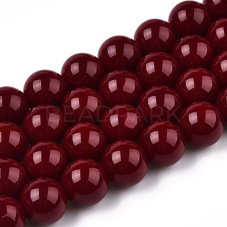 Opaque Solid Color Glass Beads Strands GLAA-T032-P10mm-05-1