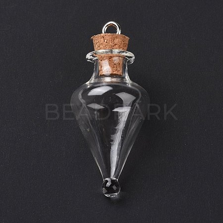 Teardrop Glass Cork Bottle Pendants AJEW-A041-01D-1
