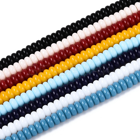 Electroplate Opaque Solid Color Glass Beads Strands GLAA-T025-6mm-18-1