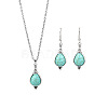 Synthetic Turquoise Pendant Necklaces & Dangle Earrings Sets WGE96E9-04-2