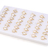 Brass & Natural Pearls Adjustable Open Cuff Rings for Women PEAR-N020-07J-5