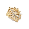 Rack Plating Brass Micro Pave Clear Cubic Zirconia Heart Crown Connector Charms KK-A234-060G-2