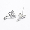 925 Sterling Silver Micro Pave Cubic Zirconia Stud Earring Findings STER-P035-09P-2