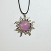 Sun Alloy Violet Glass Pendant Waxed Cord Necklaces for Women FS-WG57C35-06-2