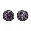 Rack Plating Brass Cubic Zirconia Beads ZIRC-S001-8mm-C04-2