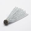 Electroplate Glass Bead Tassel Big Pendants EGLA-P023-12-2