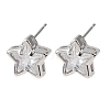 Brass Micro Pave Clear Cubic Zirconia Stud Earrings EJEW-C174-02C-P-4