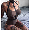 PU Leather & Alloy Harness Chest Waist Chain for Women WGB91D6-04-1