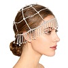ABS Imitation Pearl & Rhinestone Mesh Headpiece Cap AJEW-WH20017-85P-1