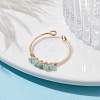 Copper Wire Wrapped Natural Amazonite Open Ring RJEW-JR00630-01-2