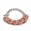 Acrylic & 304 Stainless Steel Curb Chain Bracelets BJEW-JB06180-4