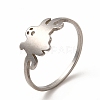 Non-Tarnish 304 Stainless Steel Hollow Out Ghost Finger Ring for Halloween RJEW-K239-15P-3