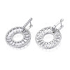 Clear Cubic Zirconia Donut Dangle Hoop Earrings EJEW-N011-55P-2