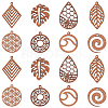 HOBBIESAY 16Pcs 8 Styles Natural Walnut Wood Pendants WOOD-HY0001-04-1