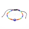 Rainbow Adjustable Nylon Cord Braided Bead Bracelets BJEW-JB06021-2