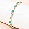 Leaf Brass Micro Pave Cubic Zirconia Link Chain Bracelets for Women BJEW-D455-01G-3