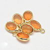 Oval Faceted Golden Tone Brass Glass Charms GLAA-O015-28G-1