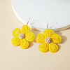 Flower Alloy Raffia Dangle Earrings FS-WG89508-03-3