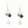 Brass Natural & Synthetic Mixed Stone Dangle Earrings EJEW-JE02785-2