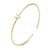 Rack Plating Brass Micro Pave Clear Cubic Zirconia Letter Open Cuff Bangles BJEW-A018-01G-V-1