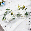 CRASPIRE 2Pcs 2 Style Silk Cloth Rose Flower Boutonniere Brooch & Wrist Corsage AJEW-CP0001-54-6