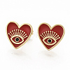 Brass Enamel Stud Earrings EJEW-S208-052-2