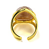 Teardrop Natural Sunstone Open Cuff Rings RJEW-C087-01G-04-3